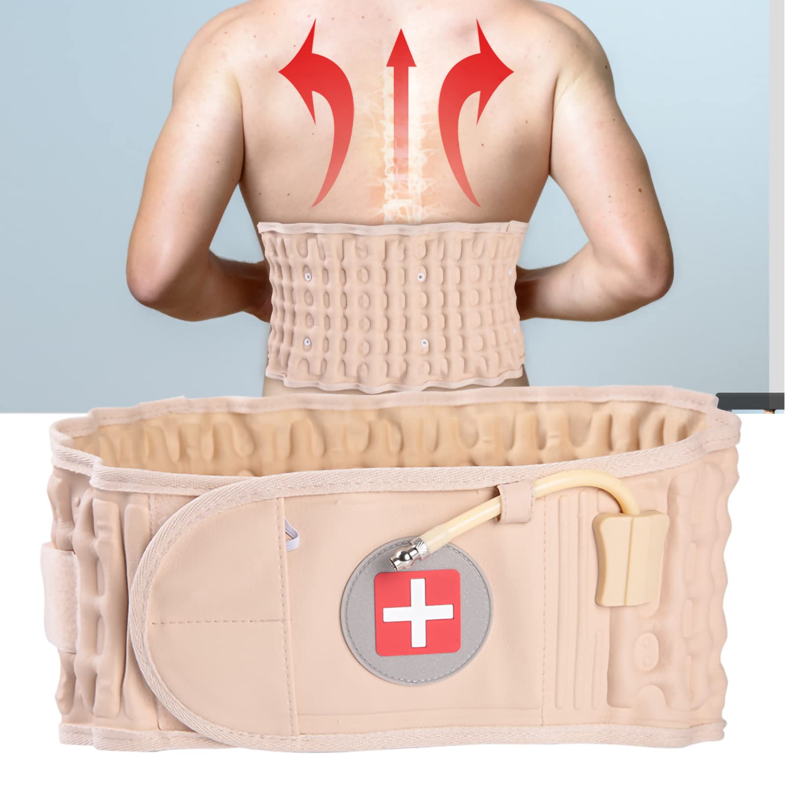 Cintura di Decompressione Per La Schiena, Cintura Gonfiabile Per Assistenza Sanitaria Cintura Per Alleviare Il Dolore alla Decompressione Per Alleviare Il Dolore Lombare, Supporto Per La Schiena E Tra