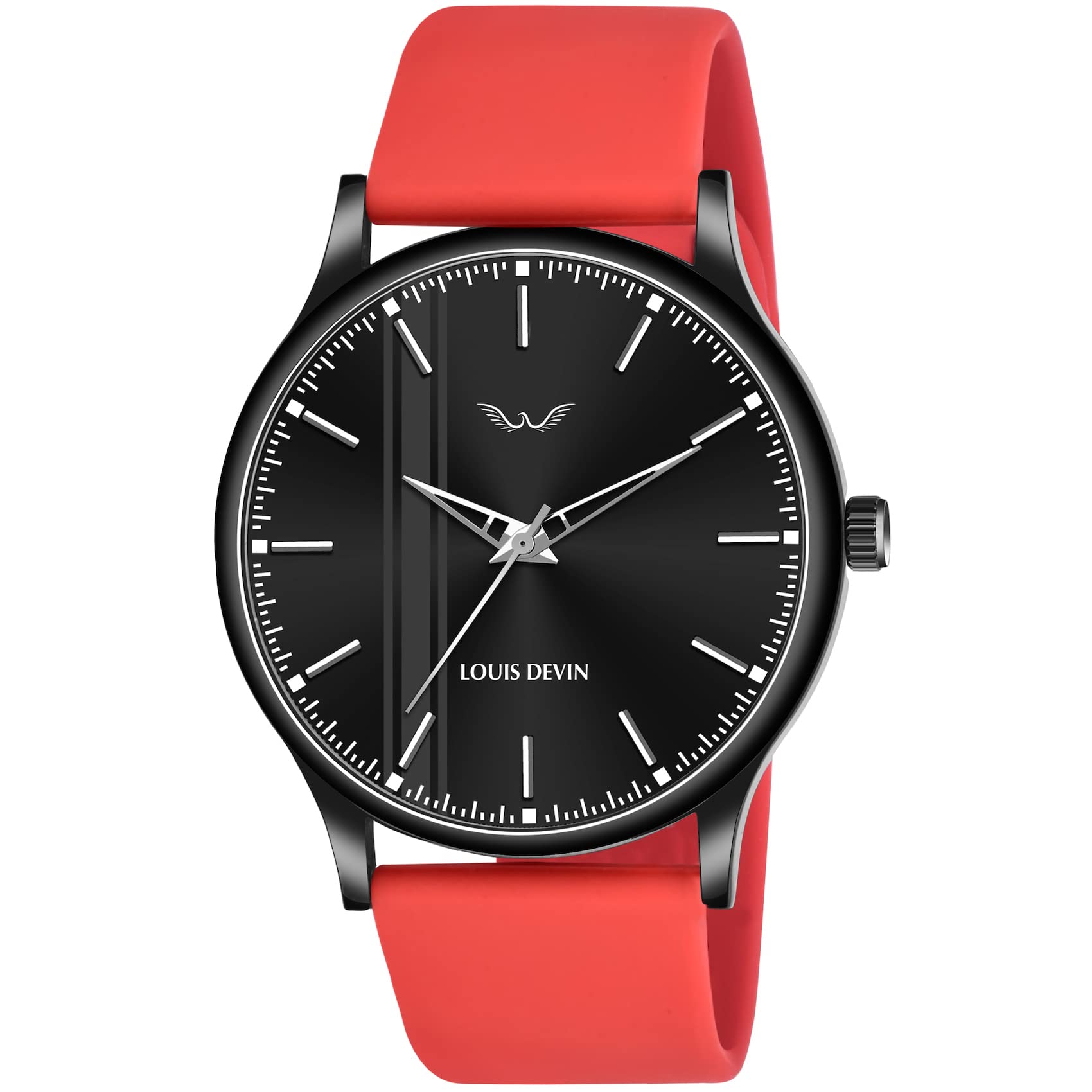 LOUIS DEVIN Red Silicone Strap Analog Wrist Watch for Men (Black Dial) | LD-BK054-RED (B0BD6MF81D) Amazon Price History, Amazon Price Tracker
