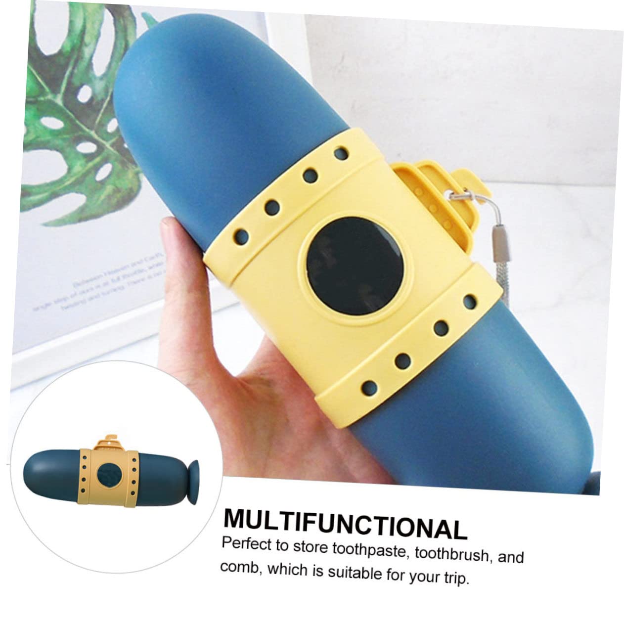 Gatuida 6piezas Caja De Viaje para Cepillo De Dientes Forma De Submarino Organizador Portátil para Cepillo Taza De Lavado De Profundo
