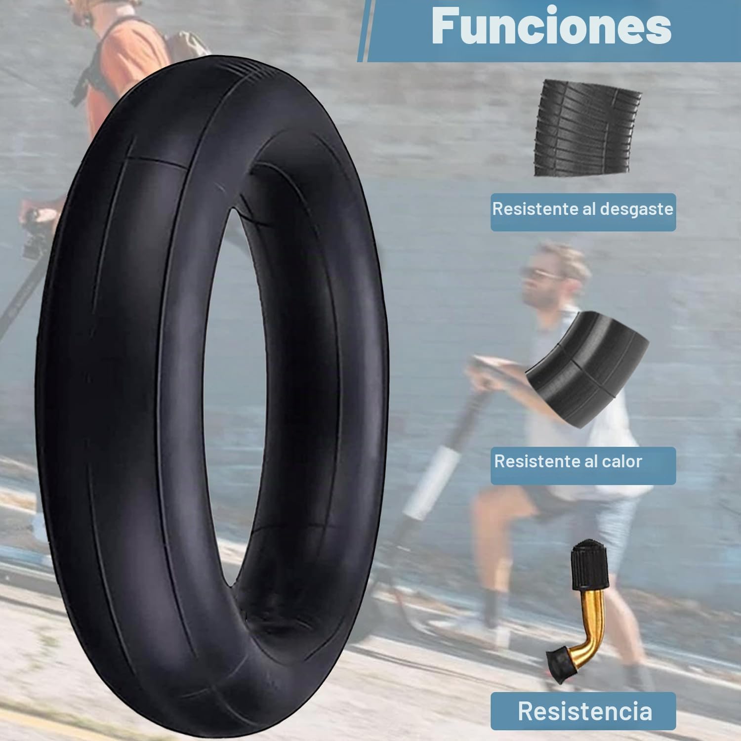 OUXI Neumático de 10 pulgadas con tubo de 10 x 2.125 0°, ángulo de válvula antideslizante, para scooter eléctrico o scooter eléctrico, neumáticos de goma con 3 herramientas de montaje