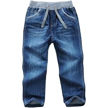 Boys Elastic Washed Pull On Straight Jeans, 2T-14 Years