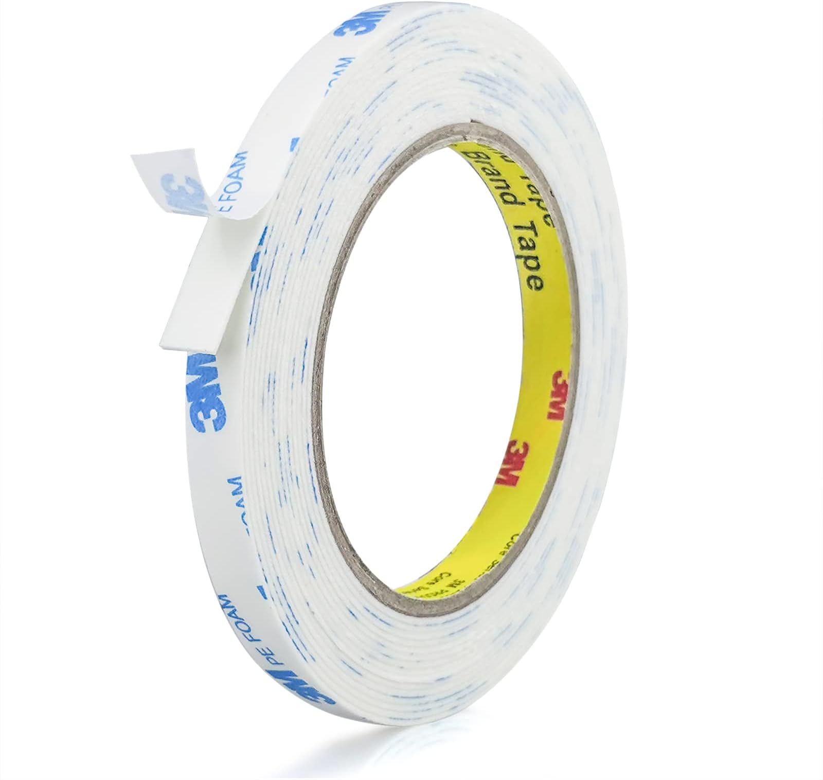 - 3M Double Sided Tape 0.39in x 16.5ft, Mounting Tape Heavy Duty, Removeable PE Foam Tape Strips, Strong Adhesive Tape Waterproof Free Damage for Paint Wall Picture Hanging Poster