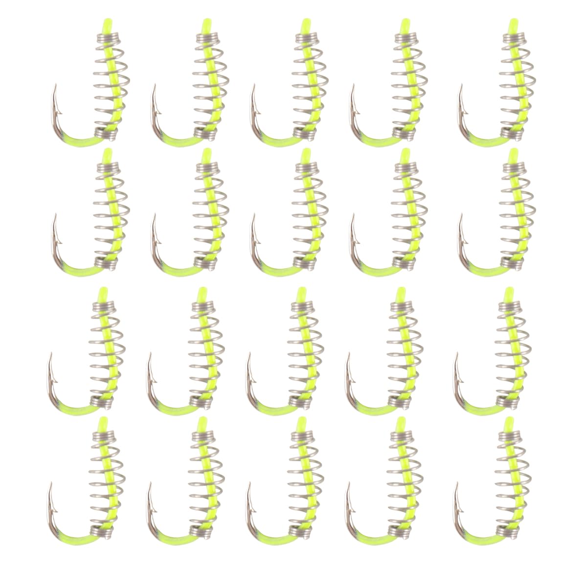 20 anzuelos de Pesca con Resorte n.° 7 de Acero de Alto Carbono, de Colores Fluorescentes, con púa para Carpa Plateada, Carpa cabezona y Trucha.
