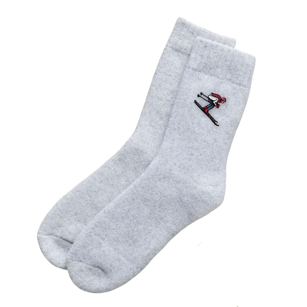 Sweet William Designs Ski Wool Socks With Embroidered Skier