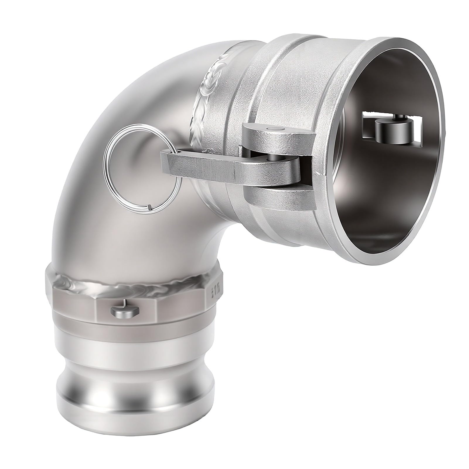ASHATA Acoplamiento de Manguera Camlock de 90 Grados, Adaptador de Codo Confiable de Latón de 2 Pulgadas para Transferencia de Aceite Hidráulico y Aceite Emulsionado, Aplicaciones Versátiles