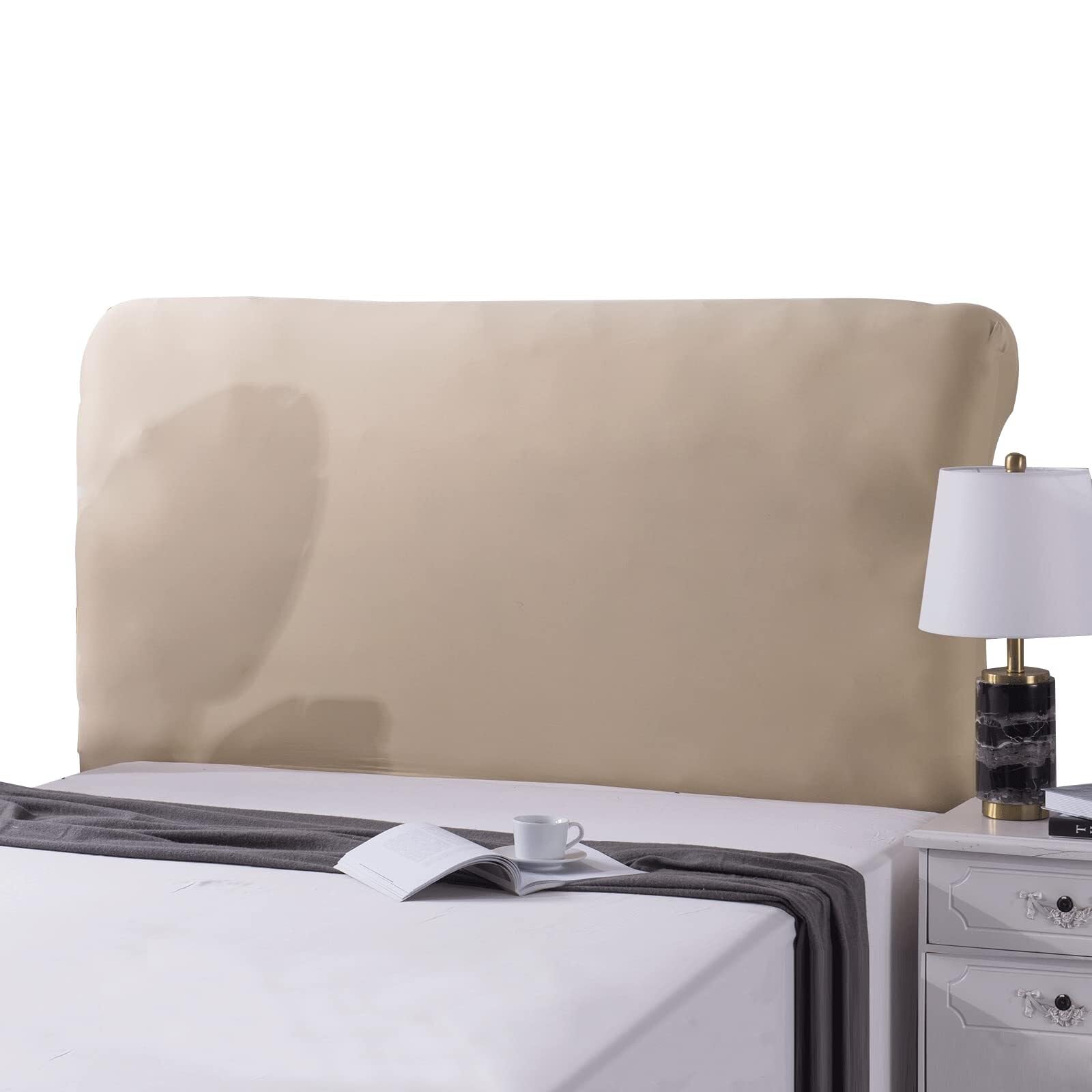 Funda de cabecera elástica for cama tapizada/madera/cuero Funda de cabecera for cama individual doble Funda de cabecera rectangular/ligeramente redondeada Protector de cama(Marrone2,150-170cm)