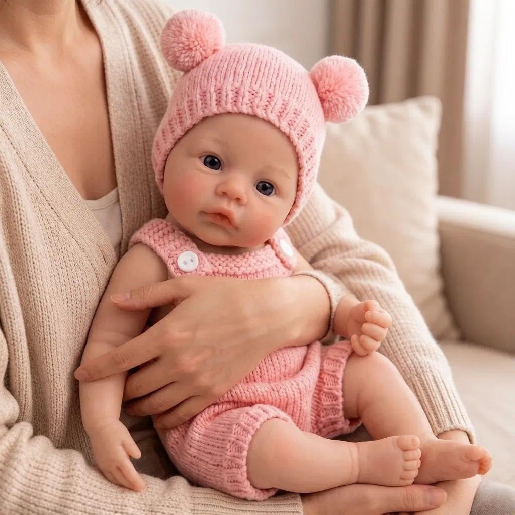 Anano Girl Full Body Silicone Reborn Baby Dolls Realistic, 12 Inch Full Silicone Poseable Realistic Real Life Washable Baby Dolls That Look Real with Complete Accessories & Gift Box for Kids Age 3+