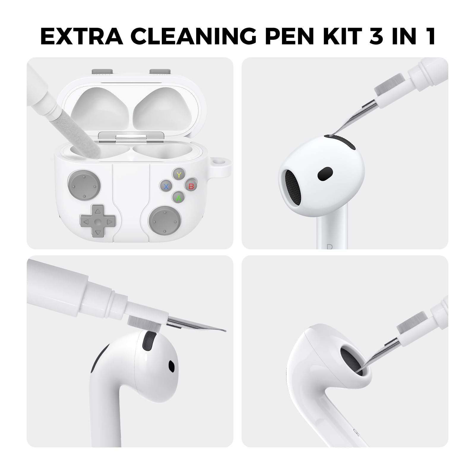 AhaStyle AirPods 4 Custodia Cover con Kit Pulizia Retro Handheld Game Console Design per AirPods 4a Generazione Custodia Morbida Pelle Protettiva in Silicone per Apple AirPods4 2024 Custodia Ricarica