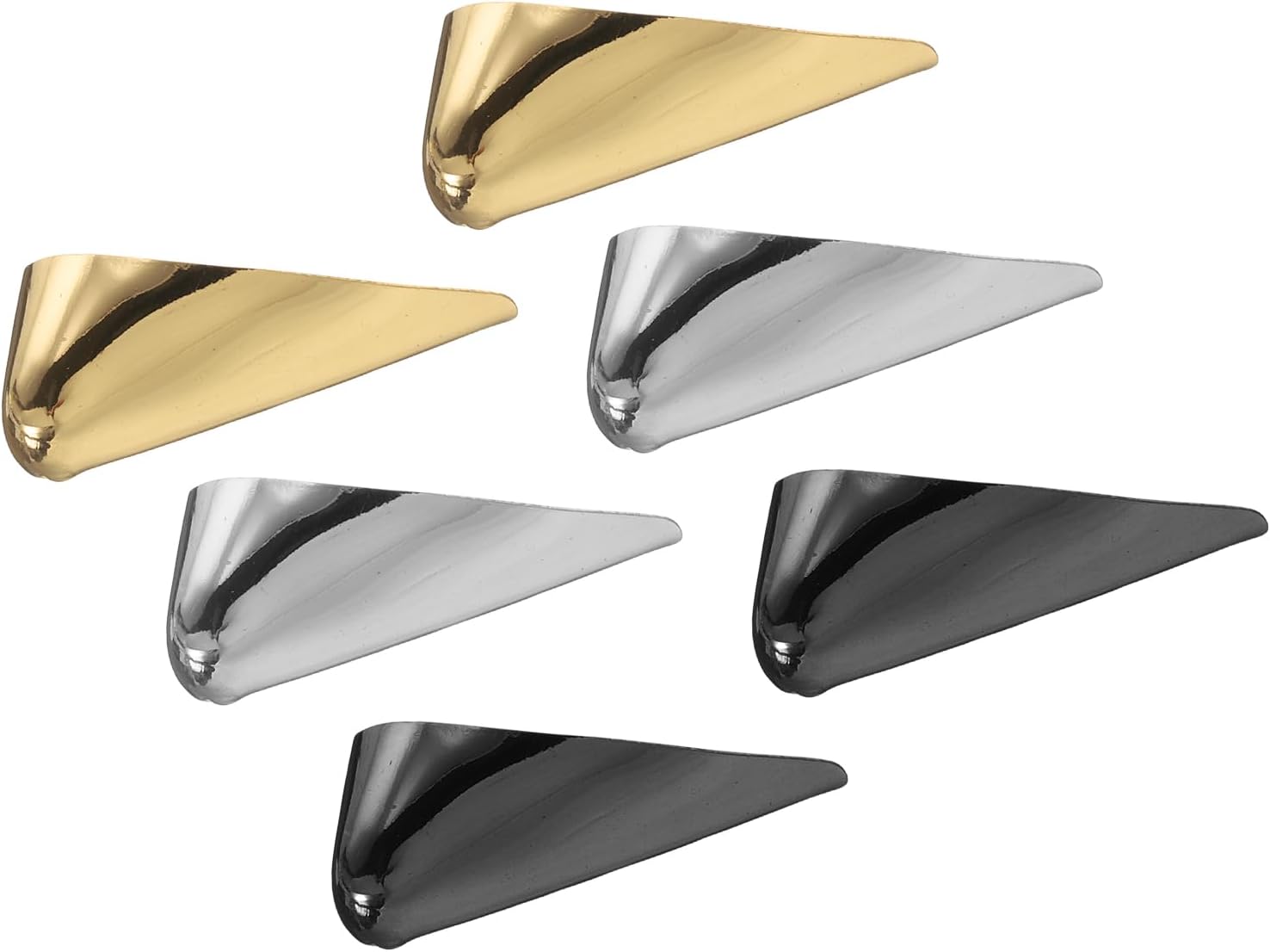 6Pcs Metal Shoes Pointed Protector High Heel Toe Caps Cover Durable Shoe Tip Cover Pointed Shoe Head Tips Cap for Shoe Protection Repair, Shoe Protection (Gold/Silver/Black, 30mm)
