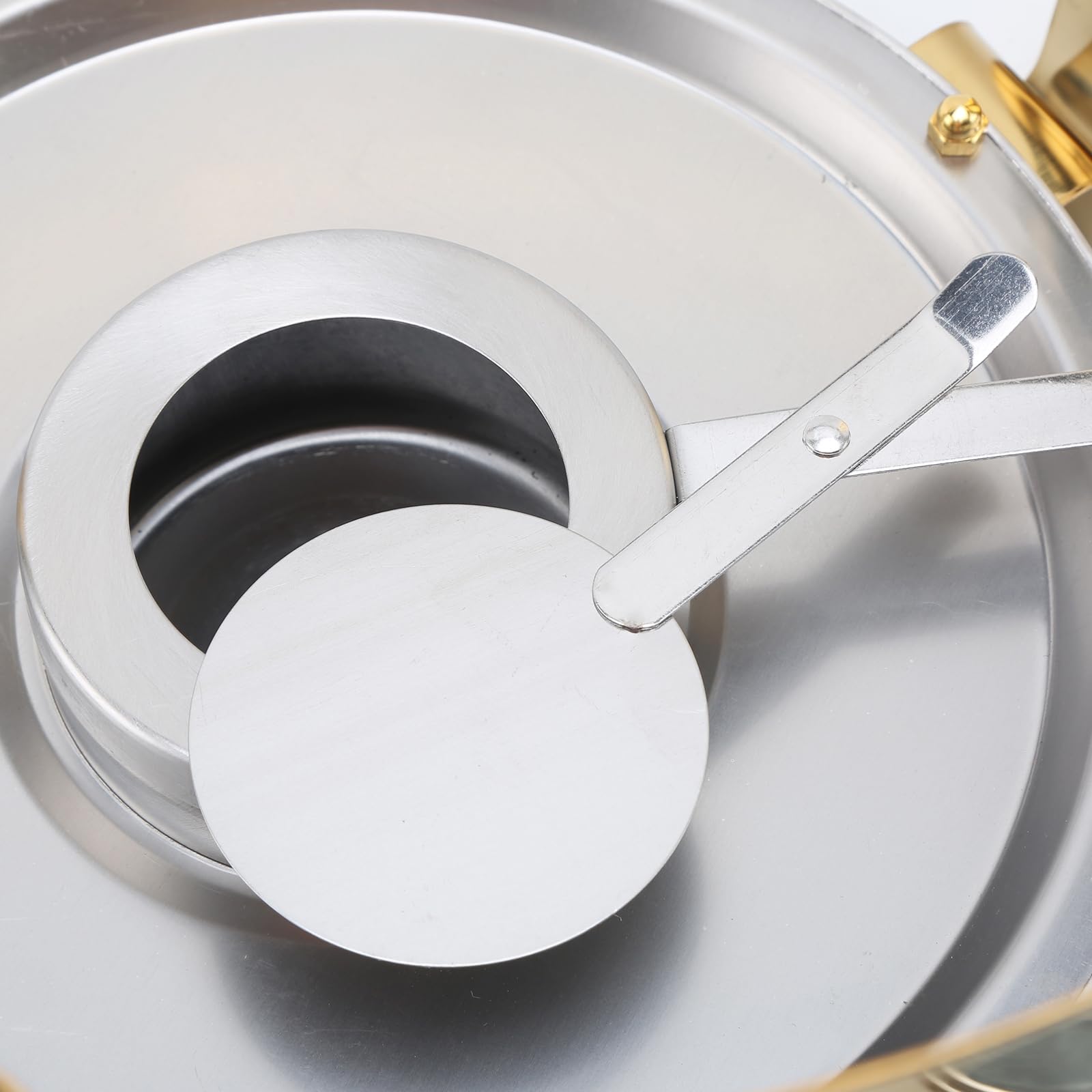 Chafing Dish - Set di 2 contenitori scaldavivande rotondi in acciaio inox da 4,5 l | Scaldavivande con supporto per coperchio, scaldavivande per buffet, catering, matrimoni, feste (argento)