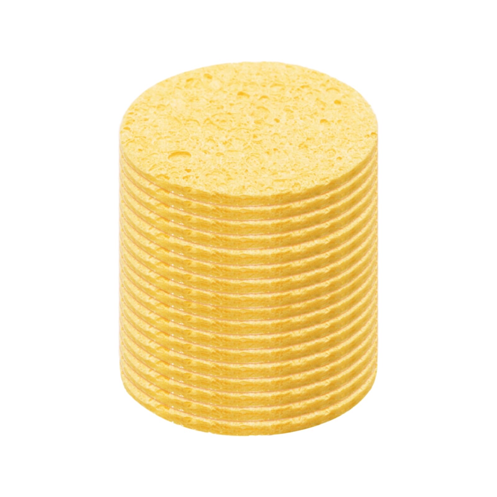 MECCANIXITY 15PCS Soldering Sponge 50mm Round Deep Yellow Cleaning Pad Welding Tip Iron Replacement for Cleaning Soldering Iron 2mm Natural Thickness 11mm Water Absorption Thickness