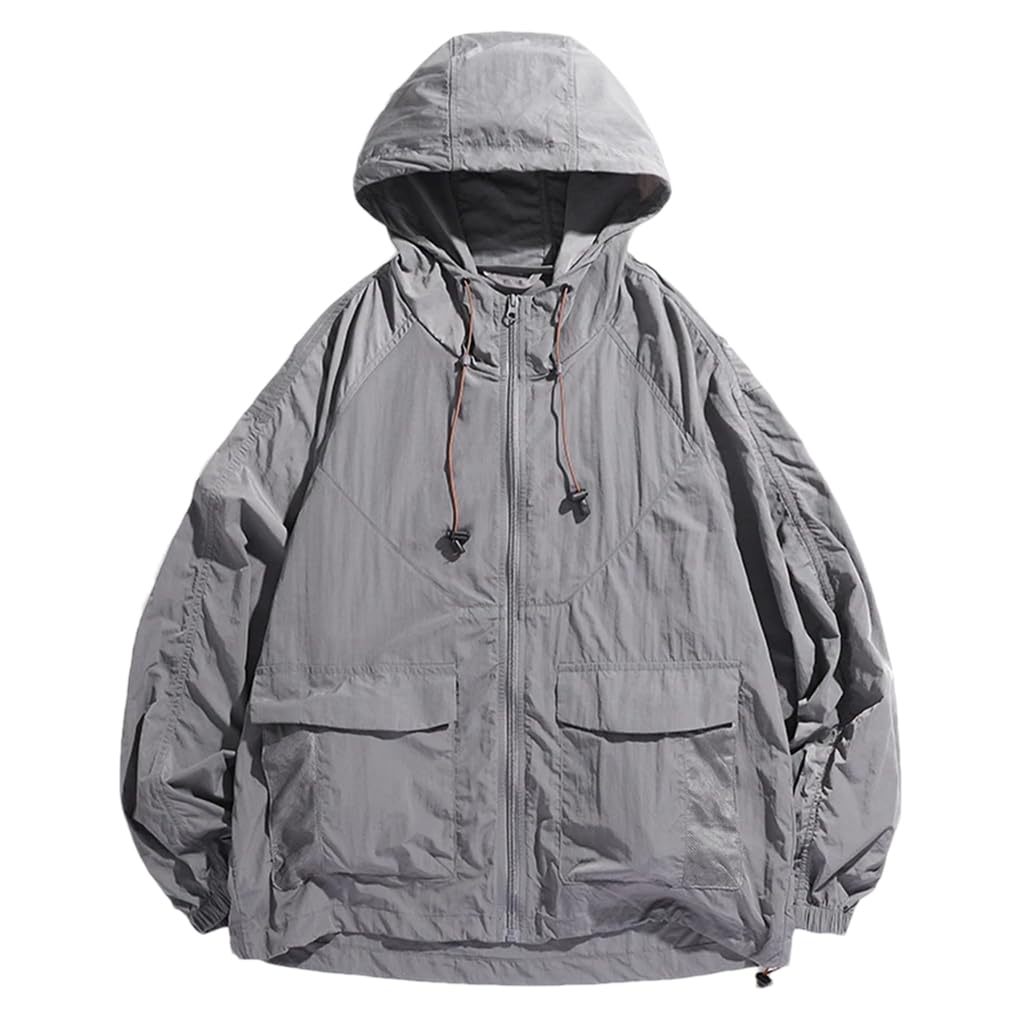 Dninmim Chaqueta de ciclismo con capucha para hombre, ultrafina, transpirable, cortavientos para pesca al aire libre