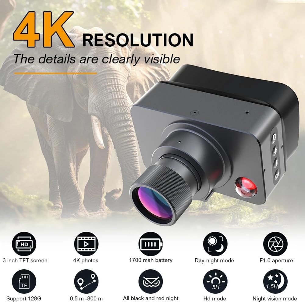 Telescopio de Visión, Monocular de Visión IR850, Grabación de Video 4K y de Fotografías con Tarjeta de 32 GB.
