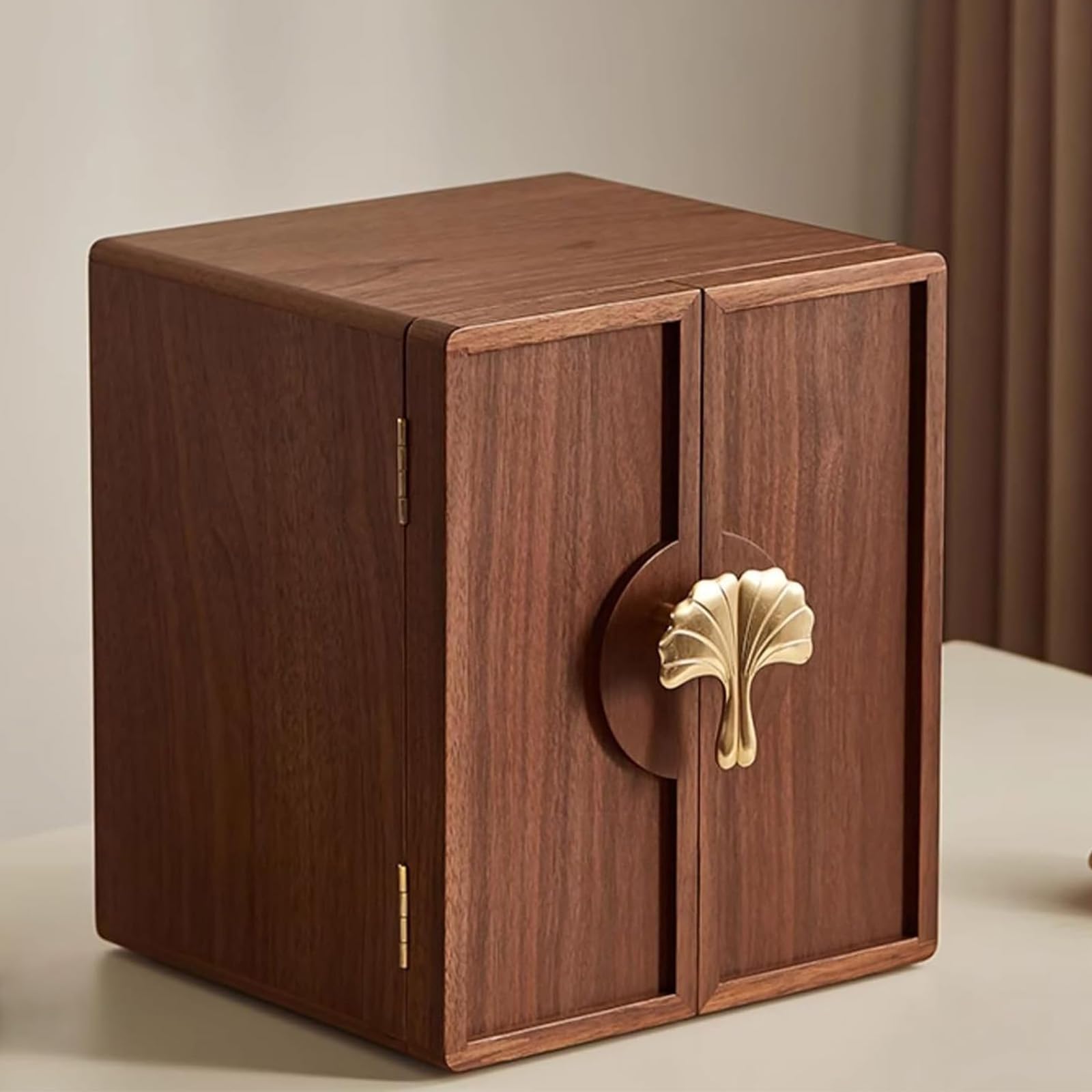 Lshtshf-ou 5 Layer Walnut Jewelry Box Organizer With Brass Handle Storage For Necklaces Lockable Square
