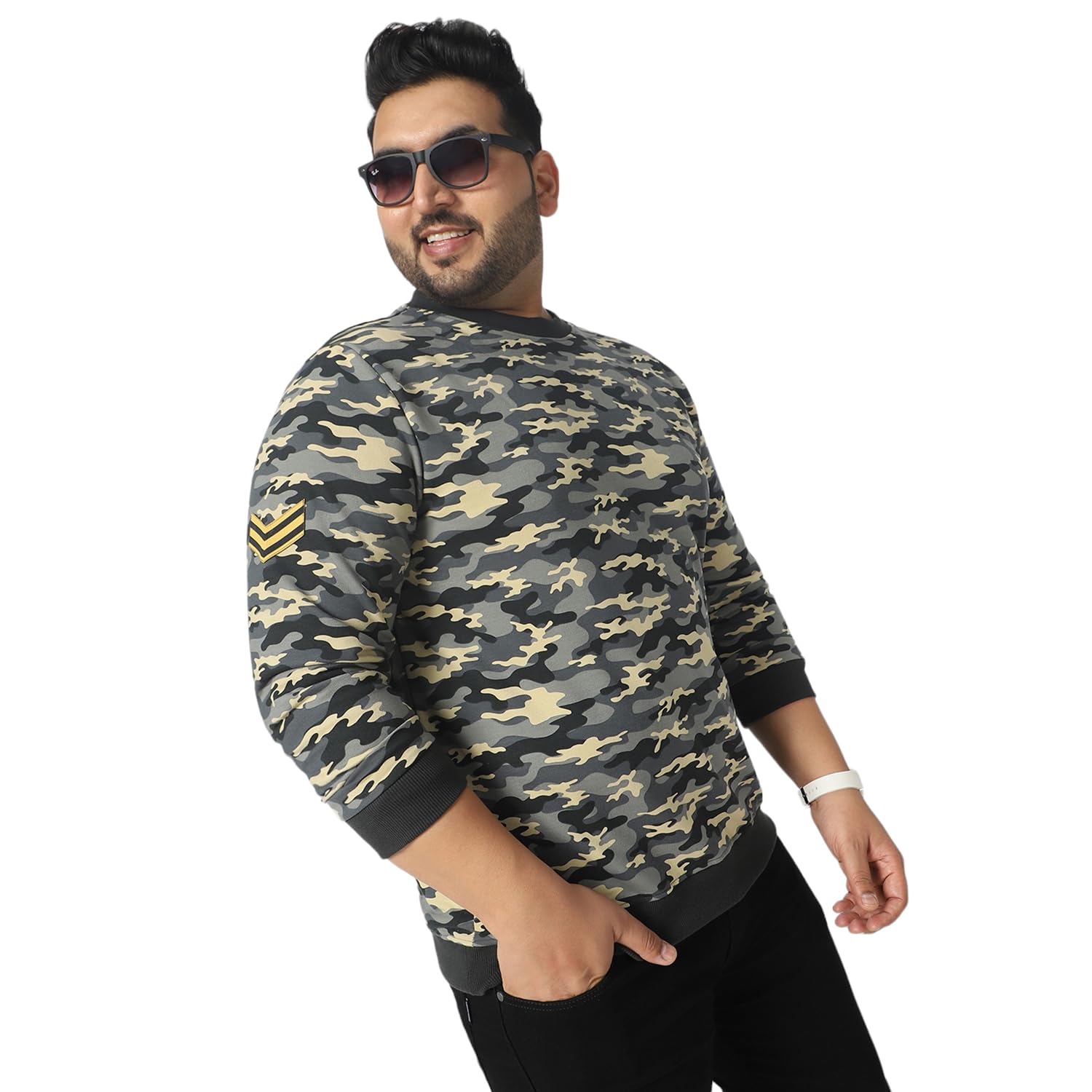 urbano plus Men's Cotton Camouflage Printed Round Neck Sweatshirt-picture-43