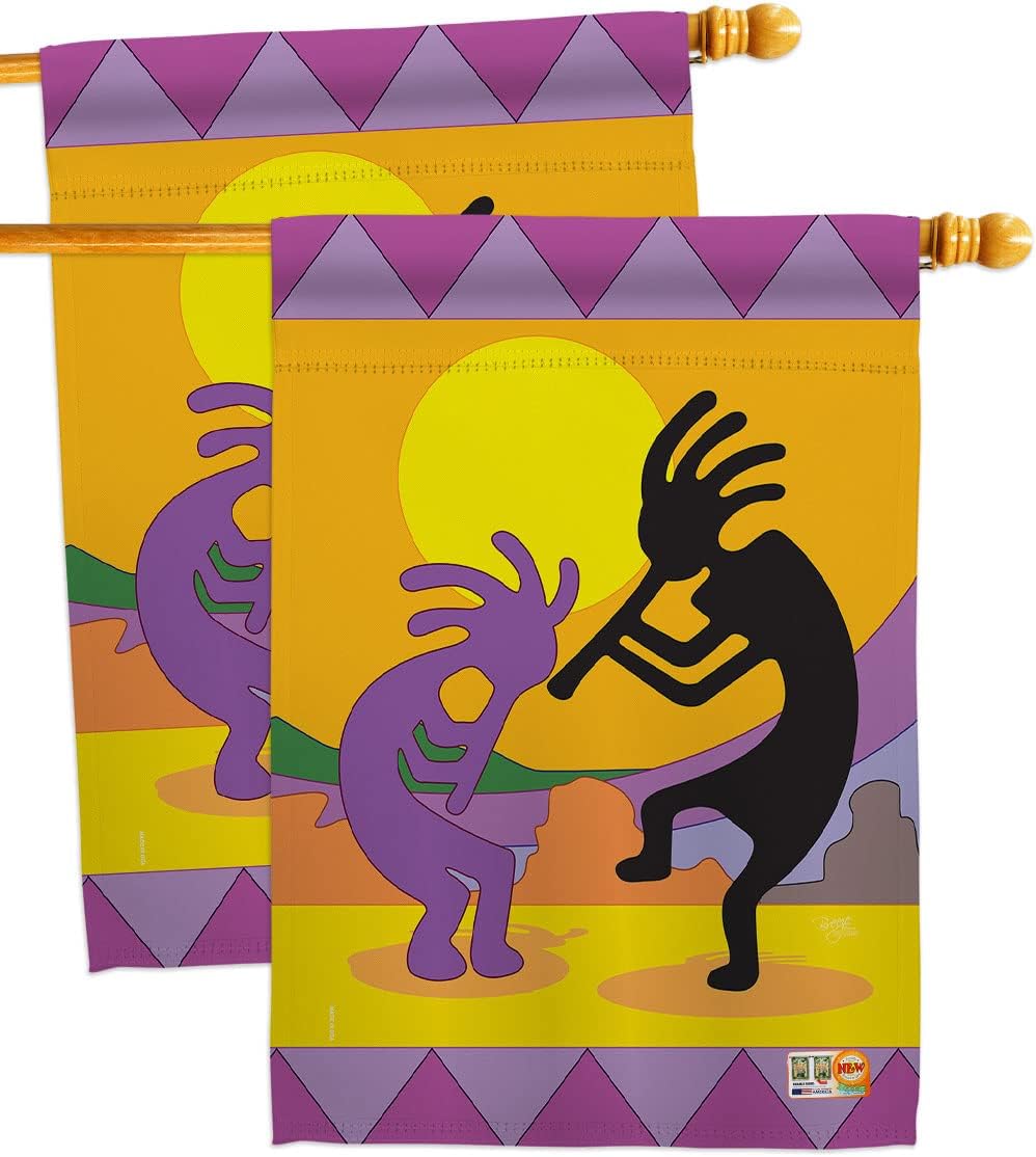 Kokopelli House Flags Pack Country Living Southwest Desert Cactus Succulent Particular Area USA Vintage Applique Small Decorative Gift Yard Banner Made In 28 X 40