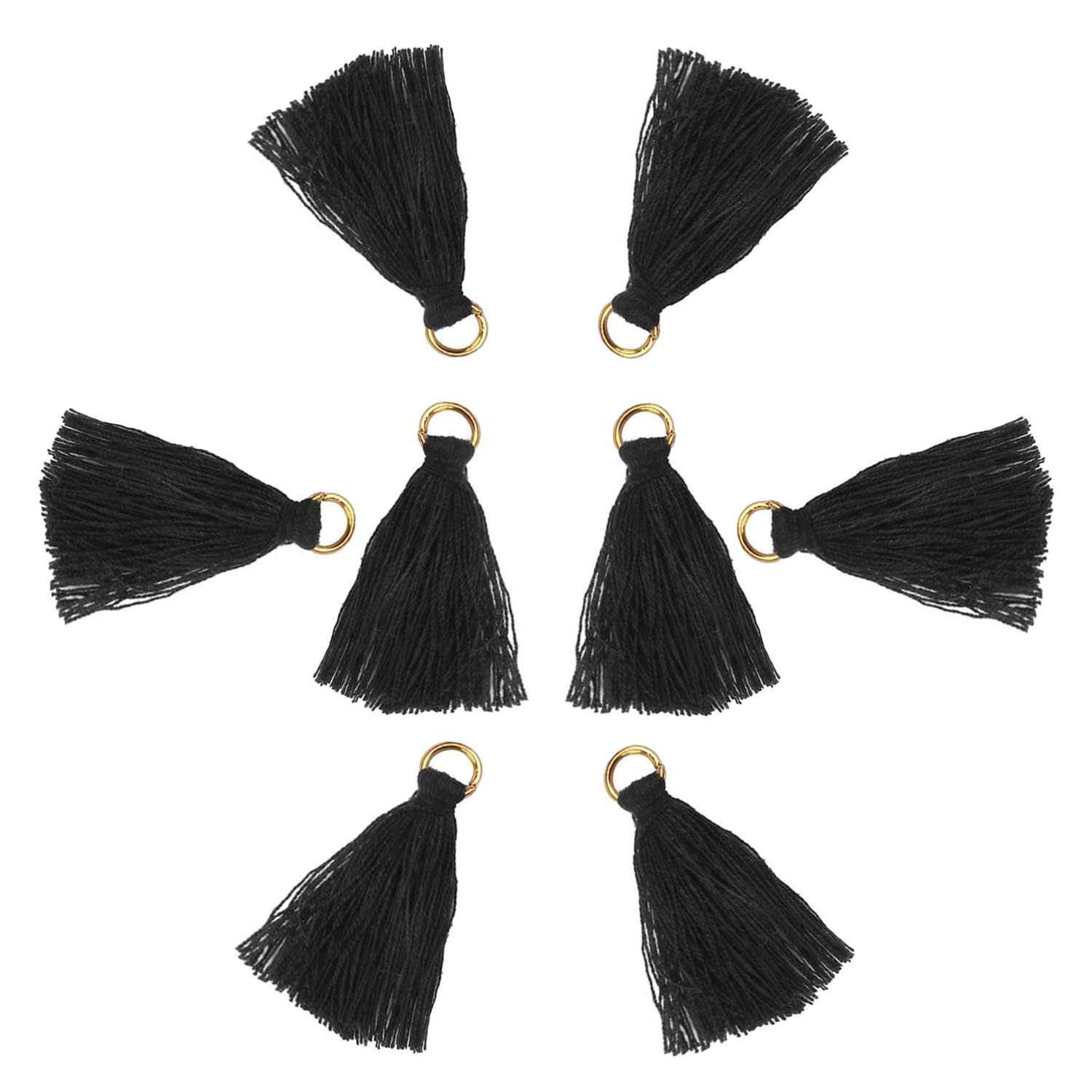 BOROLA Handmade DIY Tassels Silky Soft Mini for Jewelry Making Decoration Bookmarks (25 Pcs Black 1.2Inch)