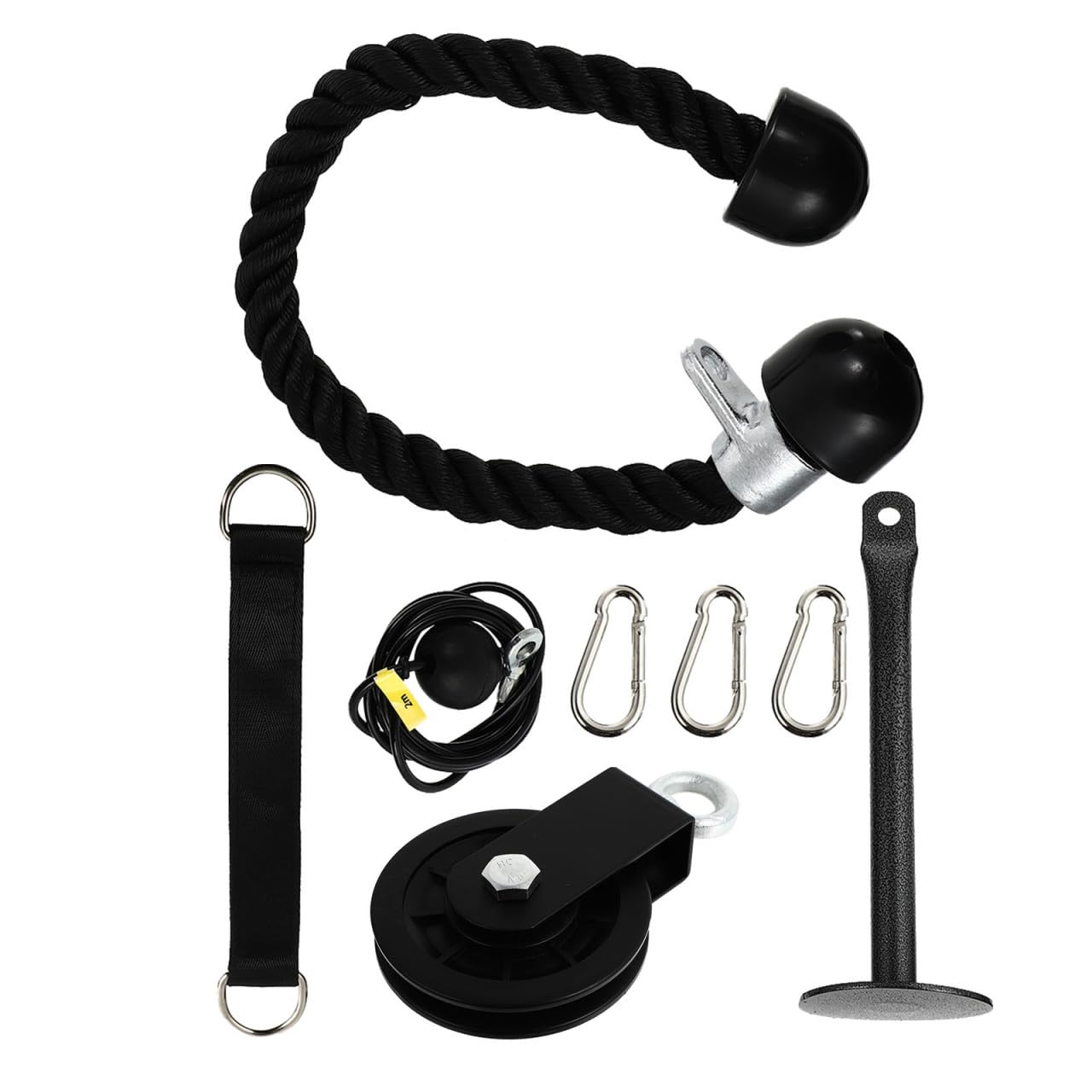 Happyyami Trizepstrainer 1 Satz Edelstahl Eisen Nylon für Kabelzug Fitness