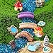 Unittype 19 Pcs Gnome Garden Accessories Tiny Fairy Gnome Figurines Miniature Bridge Mushroom Lighthouse Water Well Pond Resin Garden Decorations Miniature Figurines for Craft