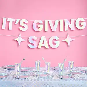 xo, Fetti It's Giving Sag Banner - Iridescent Foil Banner | 5 Ft. | Sagittarius Zodiac Birthday Sign, Horoscope Party Background, Astrology Bday Decorations