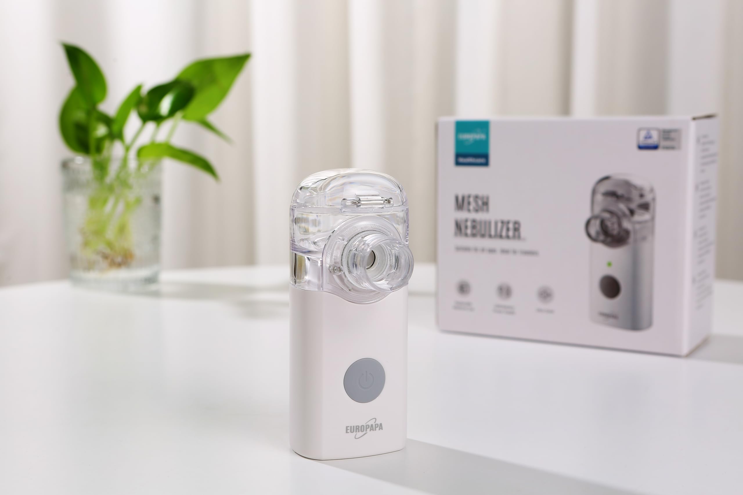EUROPAPA Inhalador portátil, equipo inhalador nebulizador con boquilla y mascarilla para niños y adultos, muy silencioso, recargable por USB o con pilas