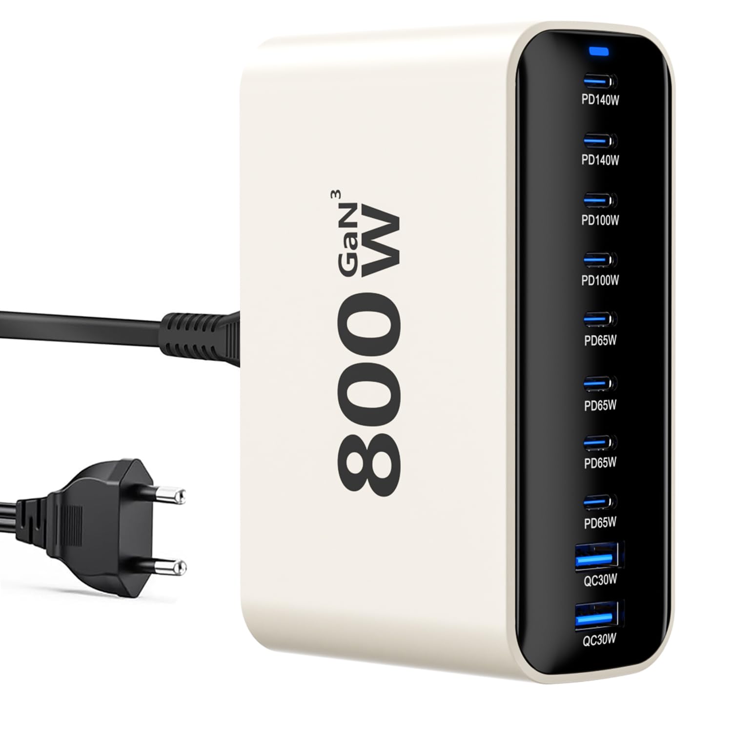 Caricatore USB C da 800 W, GaN a 10 porte caricatore rapido caricatore PD compatibile con MacBook Pro/Air/Dell/iPhone/Galaxy/Laptop/Tablet/Mobile