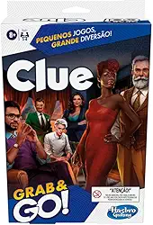 Hasbro Gaming Cluedo Grab and Go Jogo de Tabuleiro Infantil brinquedo portátil com cartas e peças, jogos infantis para crianças a partir de 6 anos