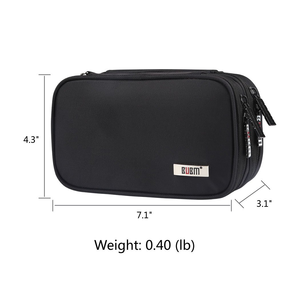 BUBM Portable Carrying Case Storage Bag Compatible with Nintendo 3DS/3DSXL, Double Layer Compartment Travel Organizer for Game Console, Game Cards, cables, charger-Black