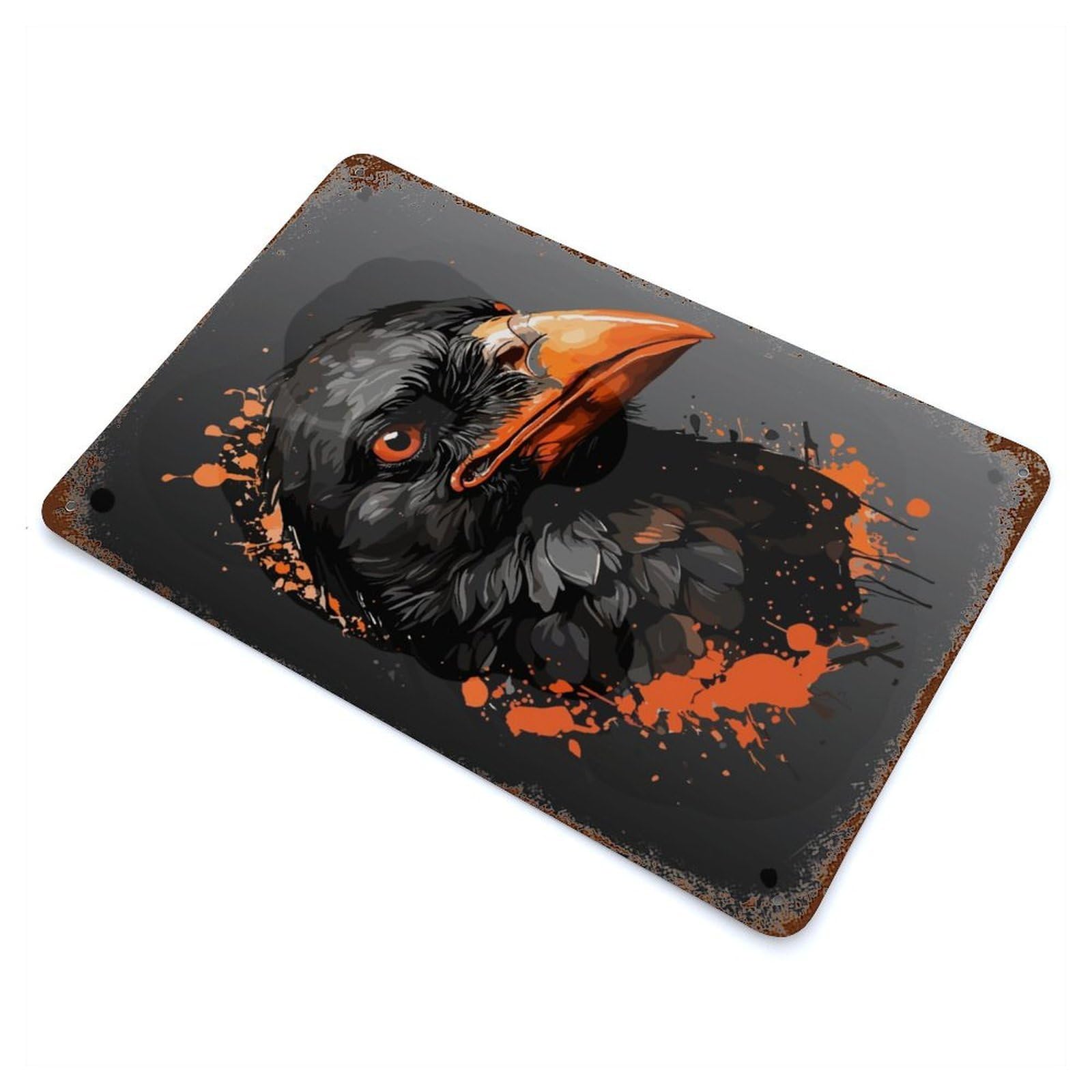 Crow Bird Animals Retro Metal Sign 11.8"x7.9", for Pub, Kitchen And Man Cave Decor, Retro Wall Decor