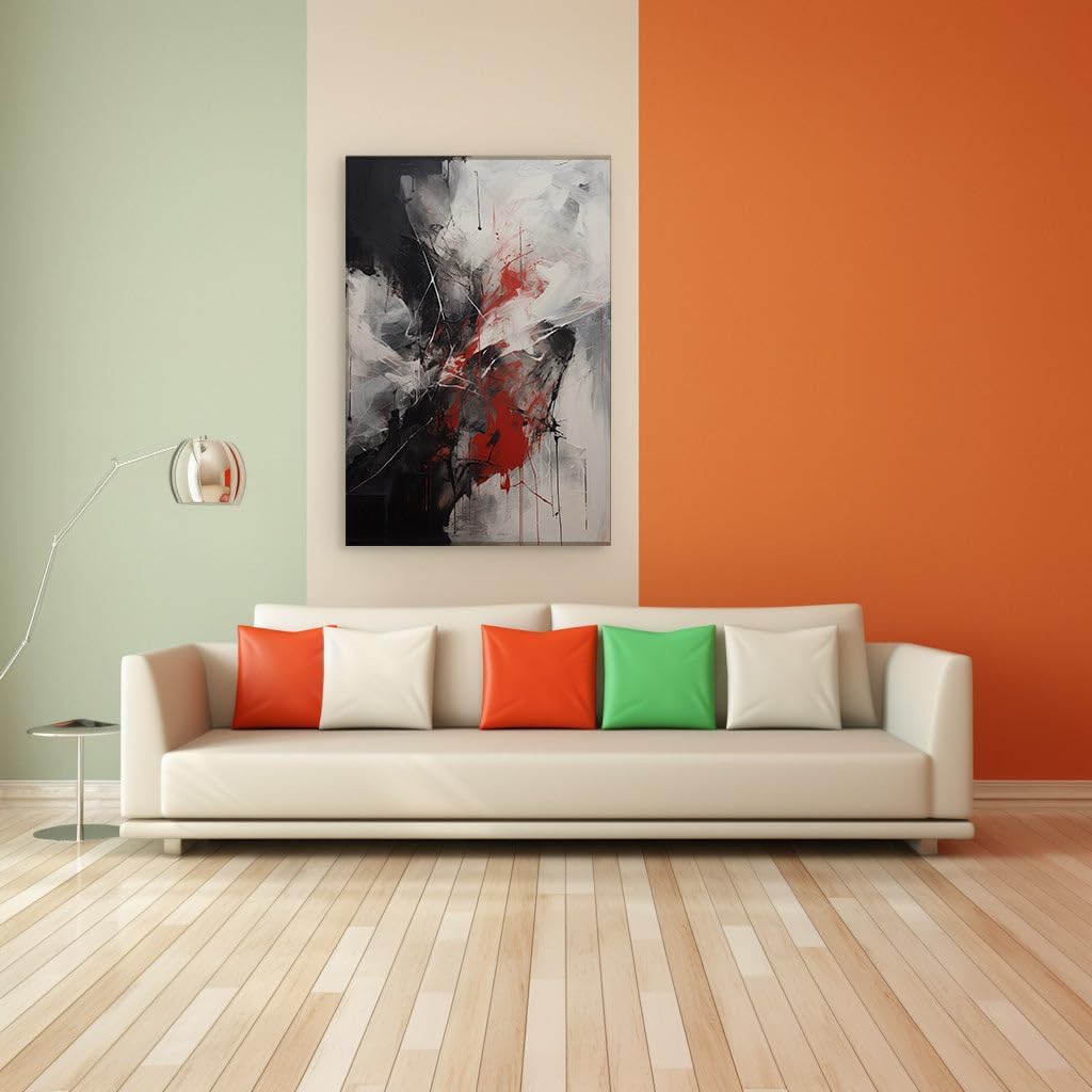 Canvas for Living Room. Unleashing Vitality in Monochrome A Symphony of Contrast and Energy in Abstract Art, 27 x 18 inch Canvas Wall Art - Contemporary Masterpieces - Modern Home Decor