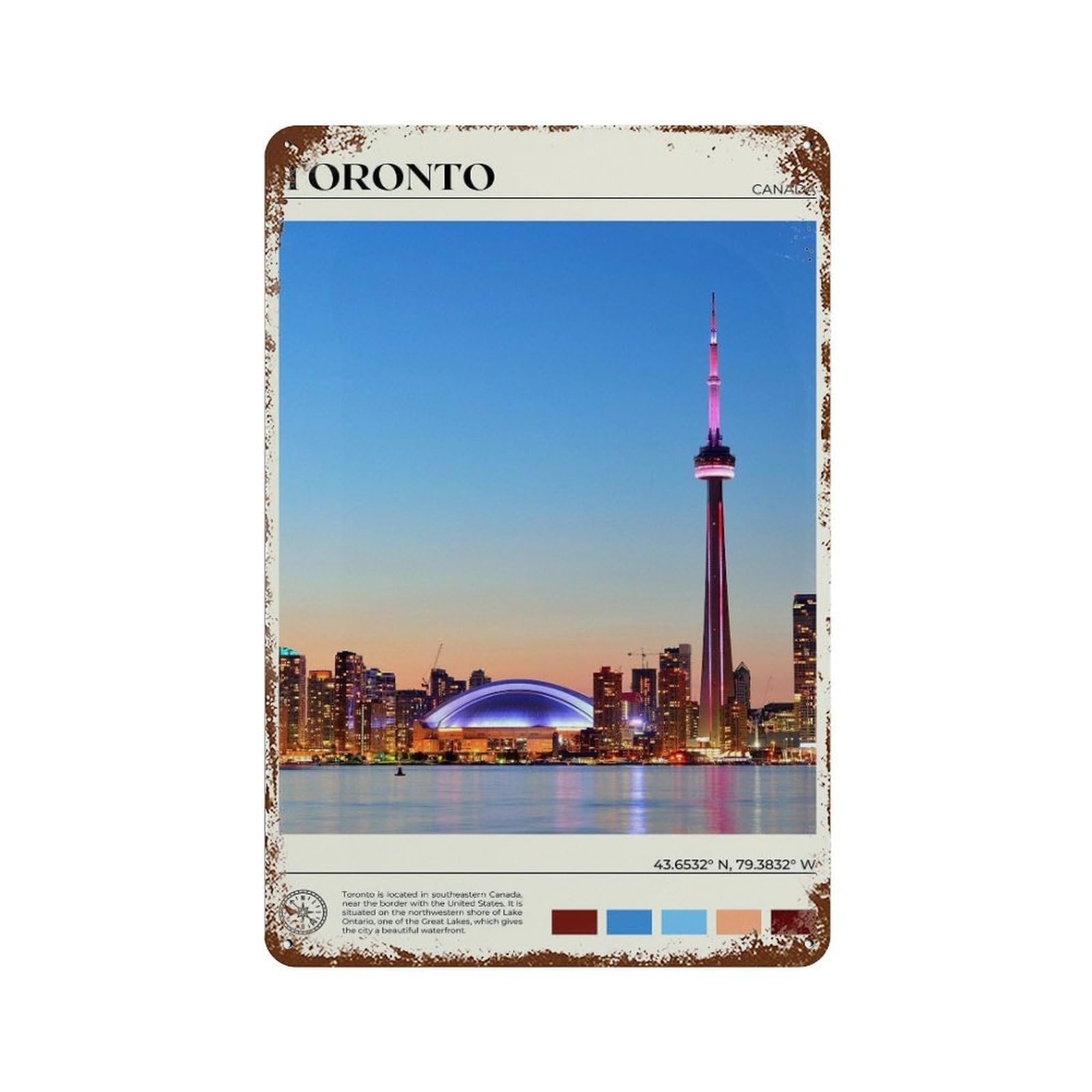 xiaoxiaoshen Real Photo Toronto Decor Canada Wall Decor Art Metal Tin Poster Modern Home Decor Art Home Bar Shop Decorations Vintage Sign 30x20cm