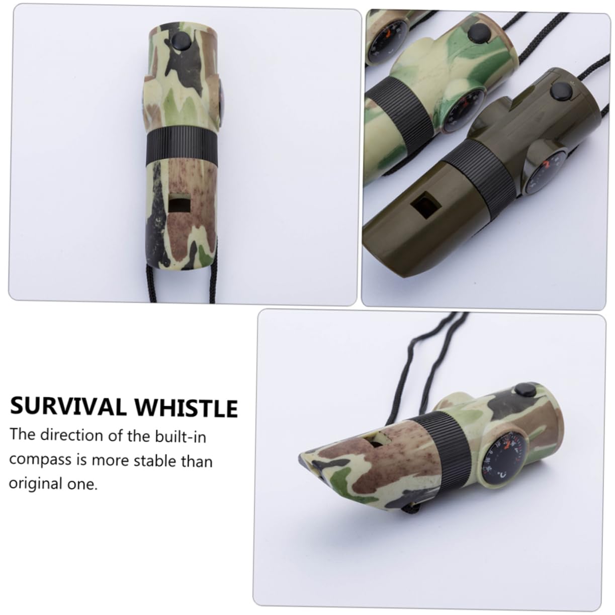 Mipcase Sifflet De Survie en Plein Air De Plein Air Sifflet Coulissant Turbo Bac De Rangement Bac Rangement Thermomètre Sifflet 7 en 1 Sifflet Multifonction Abdos