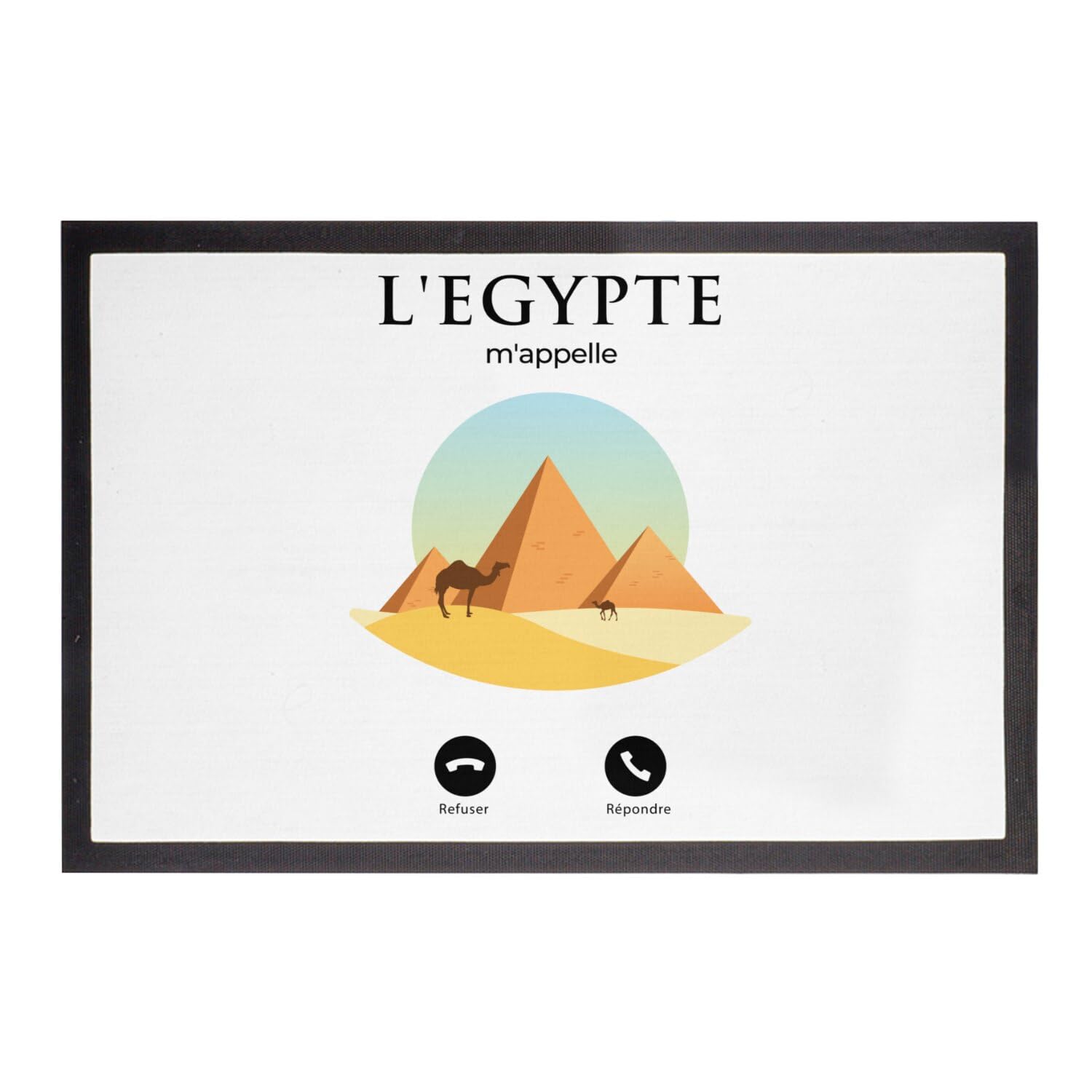 Paillasson Blanc L'Egypte m'appelle avec Pyramides et Désert 60x40 cm