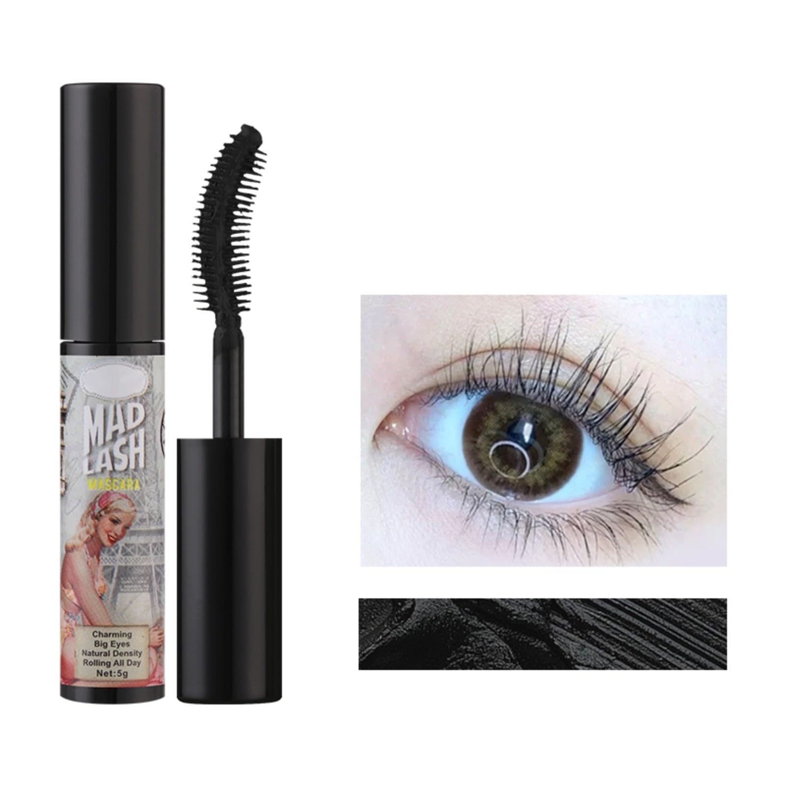 black Lash Colored Mascara Makeup Volumizing Volume Building Waterproof Sensational Washable Lengthening Natural Long-Lasting… (black)