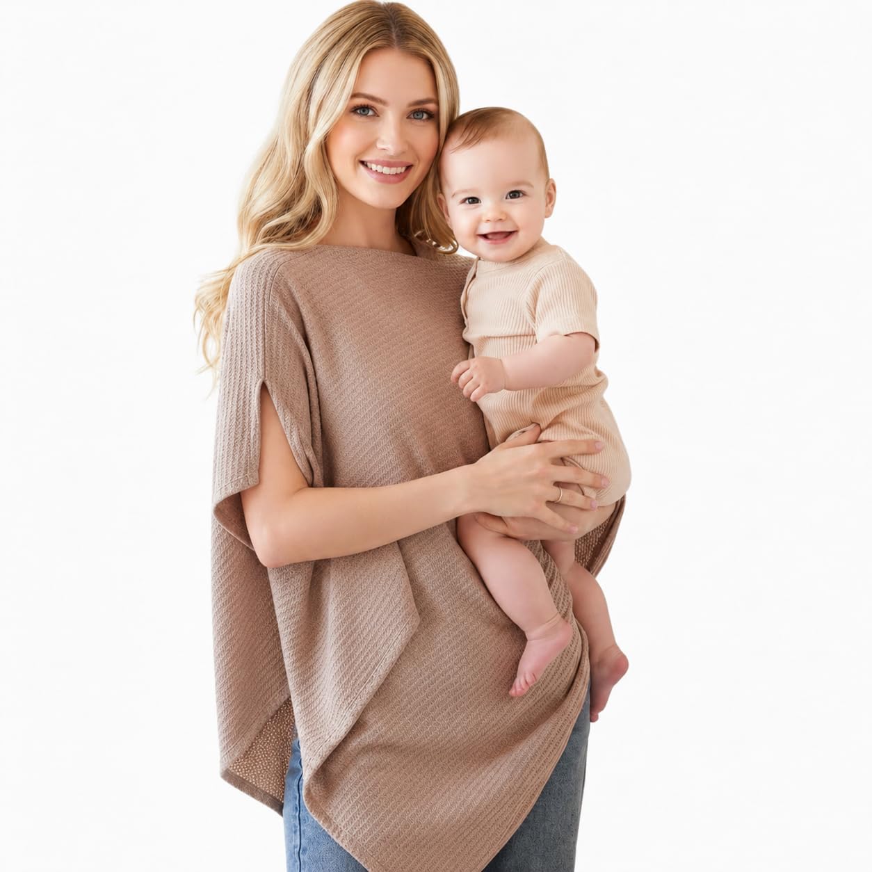Jushion Breastfeeding Cover for On the Go, Soft Poncho Nursing Scarf, Nursing Apron, 360° Nursing Cover, Breathable Cover for Breastfeeding Babies