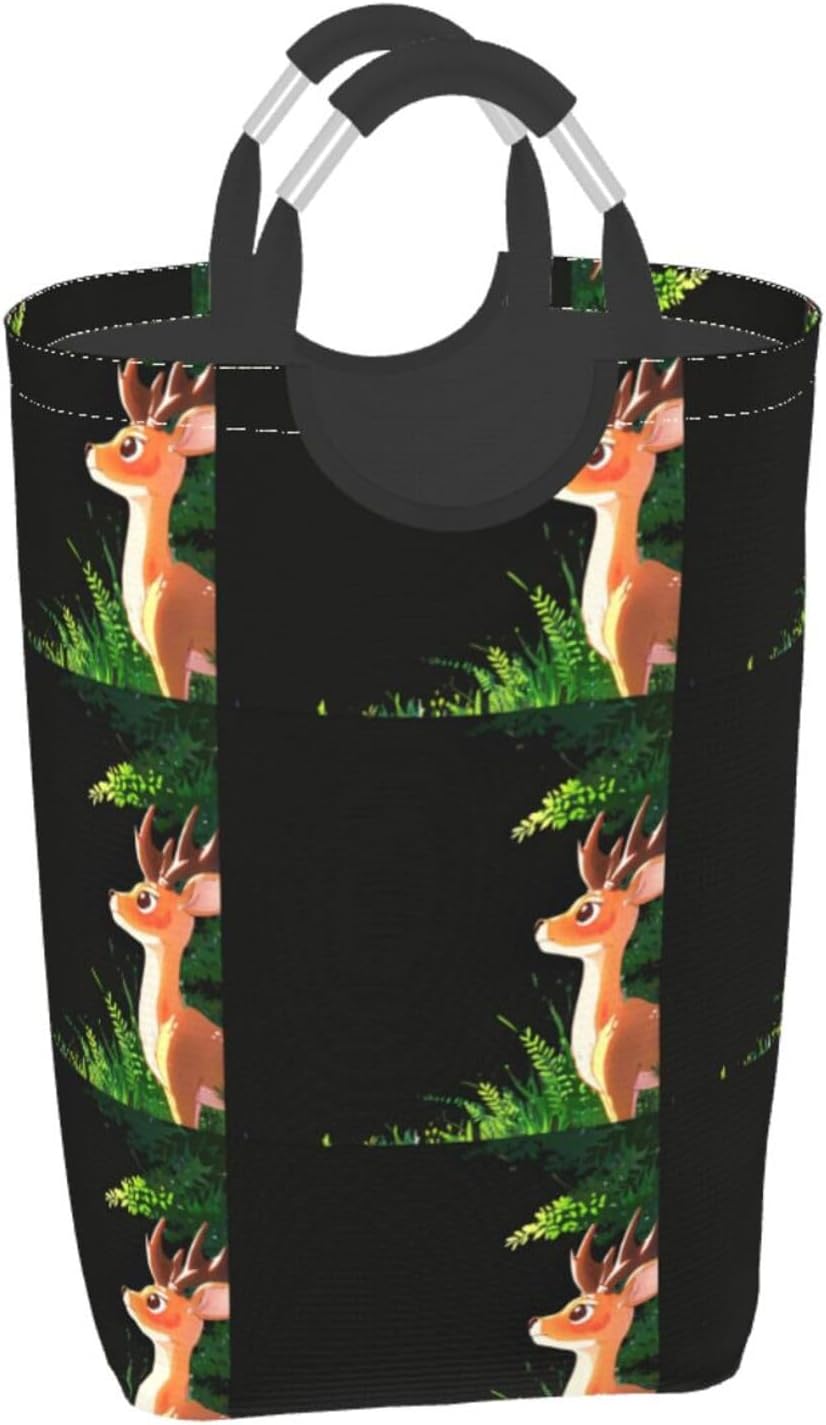 Deer looking into the distance Foldable storage bag, 50L capacity, suitable for laundry room, dormitory bedroom, dirty clothes storage basket.