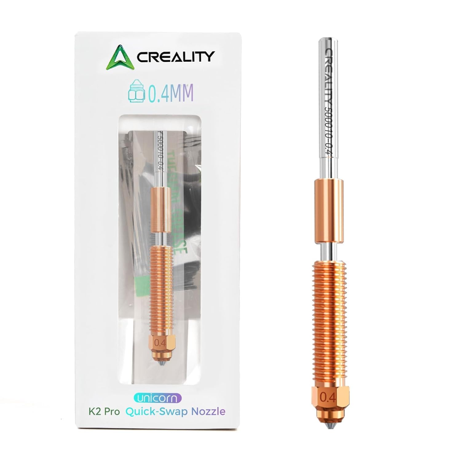 Creality Offizielle K2 Pro Düse Aufgerüstet, 0.4 mm 1 Stück, Größerer Hohlraum, Schnell Austauschbare K2Pro-Düse, Hotend Düsen Ersatzzubehör aus Kupferlegierung und Gehärtetem Stahl für K2 Pro Combo