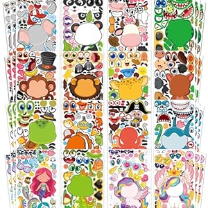 Stickers for Kids – 48 Sheets Animal Stickers – Easter Make a Face Sticker Party Favors Goodie Bags Stuffers Crafts Activities Gifts Games for Kids Toddler Birthday Classroom Age 2 3 4 5 6 7 8