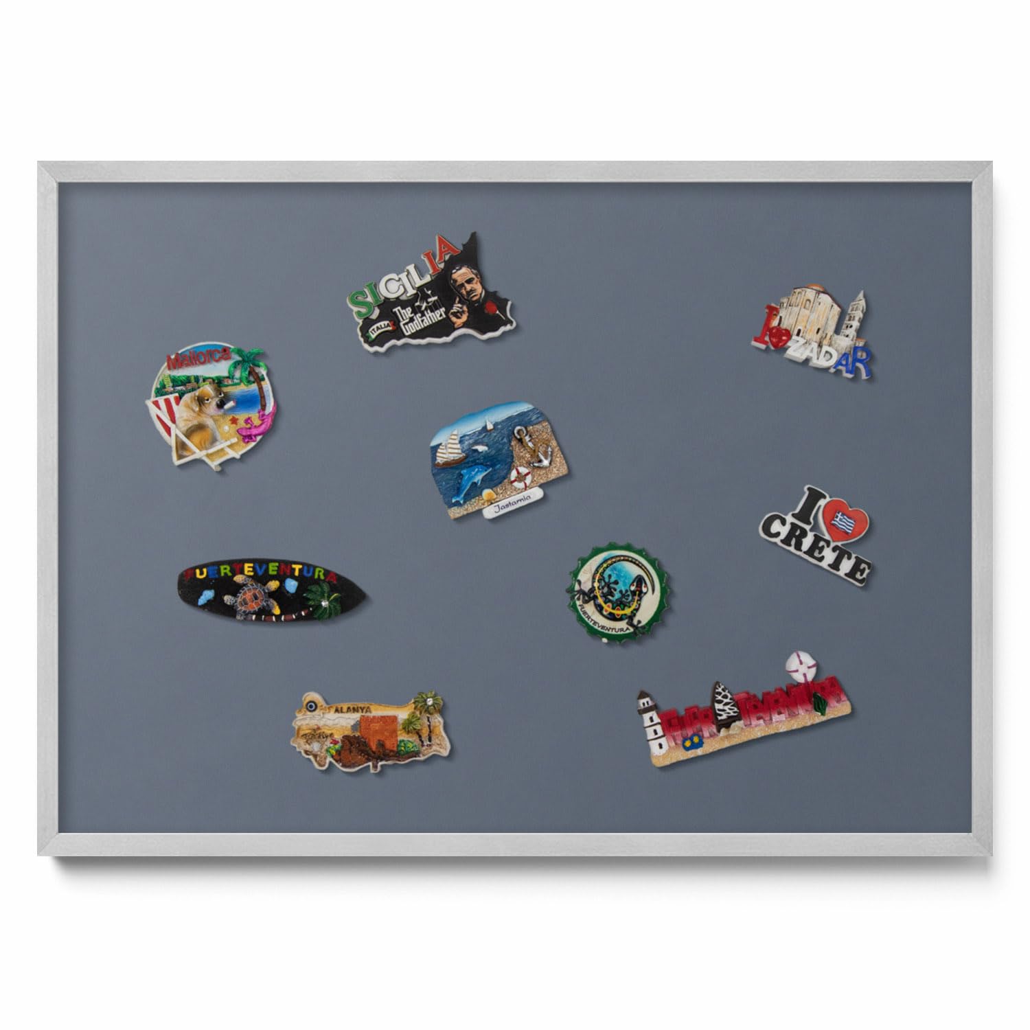 Tulup Pinnwand Magnetboard 70x50 cm Silber Kunststoffrahmen Holzoptik Harz Struktur Metallplatte Magnetisch Wandtafel Memoboard Organisationstafel für Zuhause Büro Schule Küche