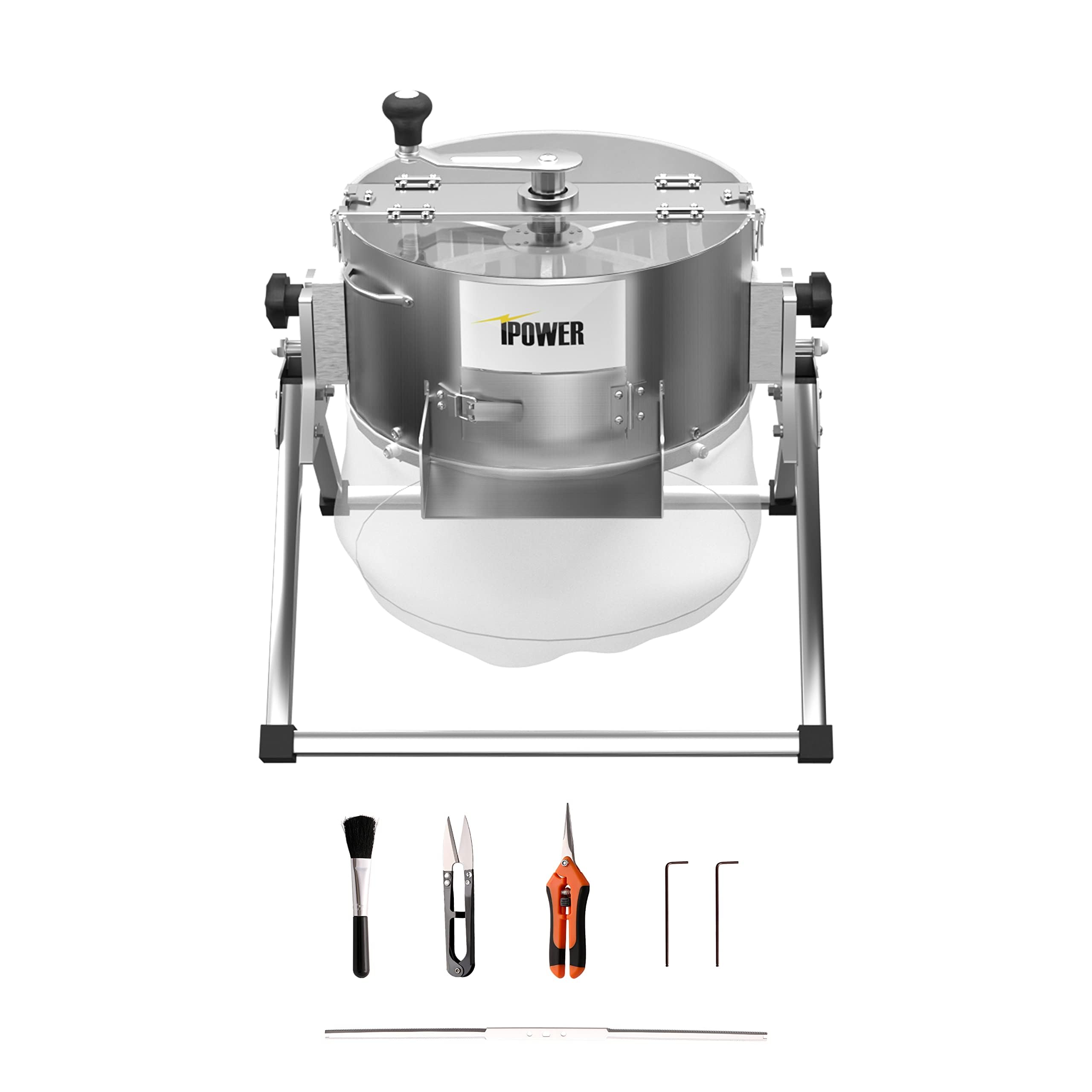iPower Laubschneidemaschine mit scharfer Edelstahlklinge, automatisches Schleudern, Trocken-, Nass-Reaper-Schüssel für Pflanzenknospen und Blumen, 40,6 cm, motorisiert, silberfarben