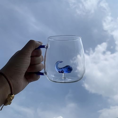 Miniatura 3 de Vasos de vidrio, patrón tridimensional transparente, para bar, bebidas, café helado, taza de jugo, transparente (taza de ballena)