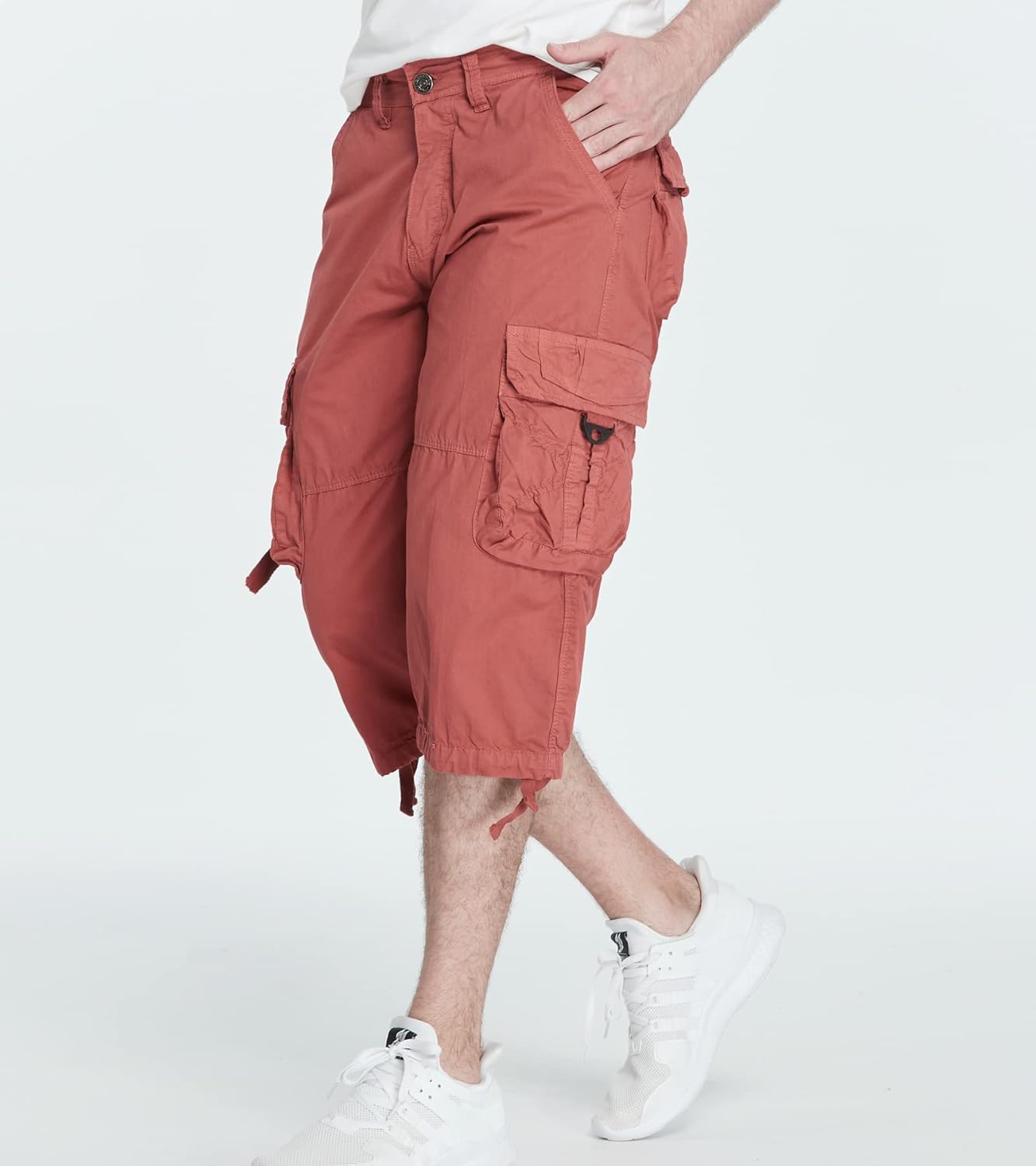 Men's Cargo Shorts 3/4 Cotton Relaxed Fit Below Knee Capri Cargo Pants - Image 4