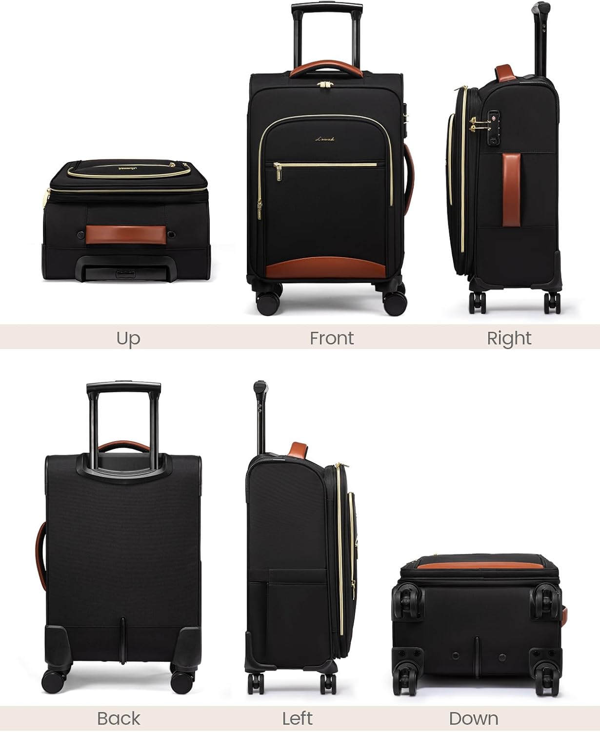 LOVEVOOK Carry On Luggage 22x14x9 Airline Approved, 20 Inch Softside Suitcases with Wheels, Lightweight Spinner Carry on Suitcase with TSA Lock, Water-Resistant Large Capacity Luggage for Travel