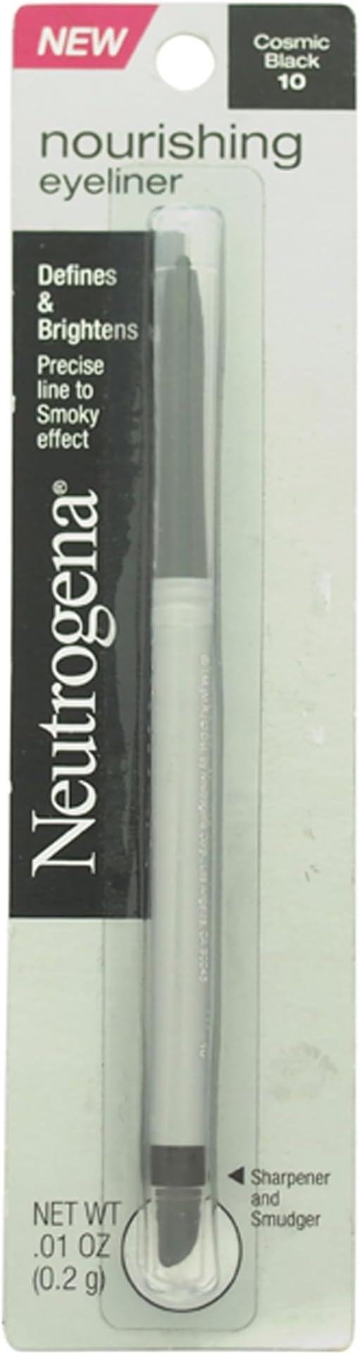 Nourishing Eyeliner Pencil, Built-in Sharpener for Precise Application and Smudger for Soft Smokey Look, Luminous, Nonfading and Nonsmudging Cosmic Black 10, .01 oz
