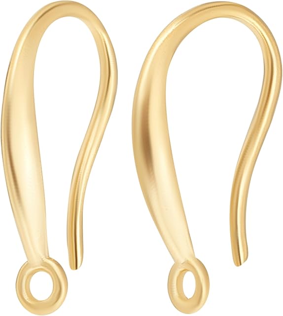 Beebeecraft 1 Box 30Pcs French Earring Hooks 24K Gold Plated Ear Wire Hooks with Loop Dangle Fish Hook Finding for DIY Jewelry Making Findings