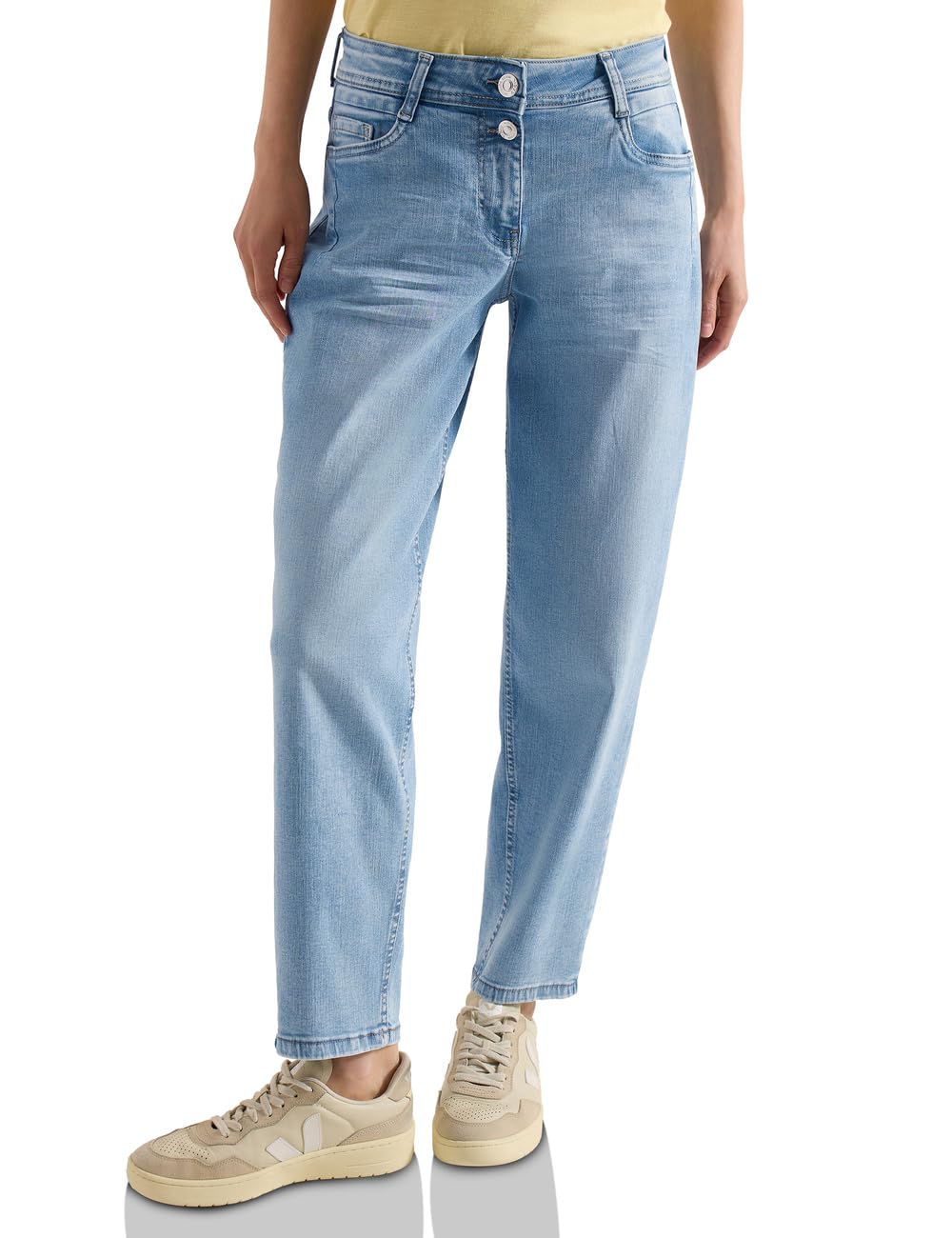 Cecil Women's High Waist Barrel Leg Jeans in Loose Fit 3818035, Light Blue Used Wash, 27W x 30L