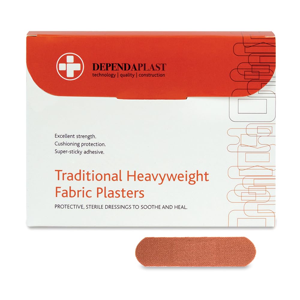 – Dependaplast Traditional Heavyweight Fabric Plasters. Extra Cushioning And Physical Protection - Heavy Elastic Fabric - Super-Sticky Zinc Oxide Adhesive (7.5 X 2.5 Cm, Pack of 100
