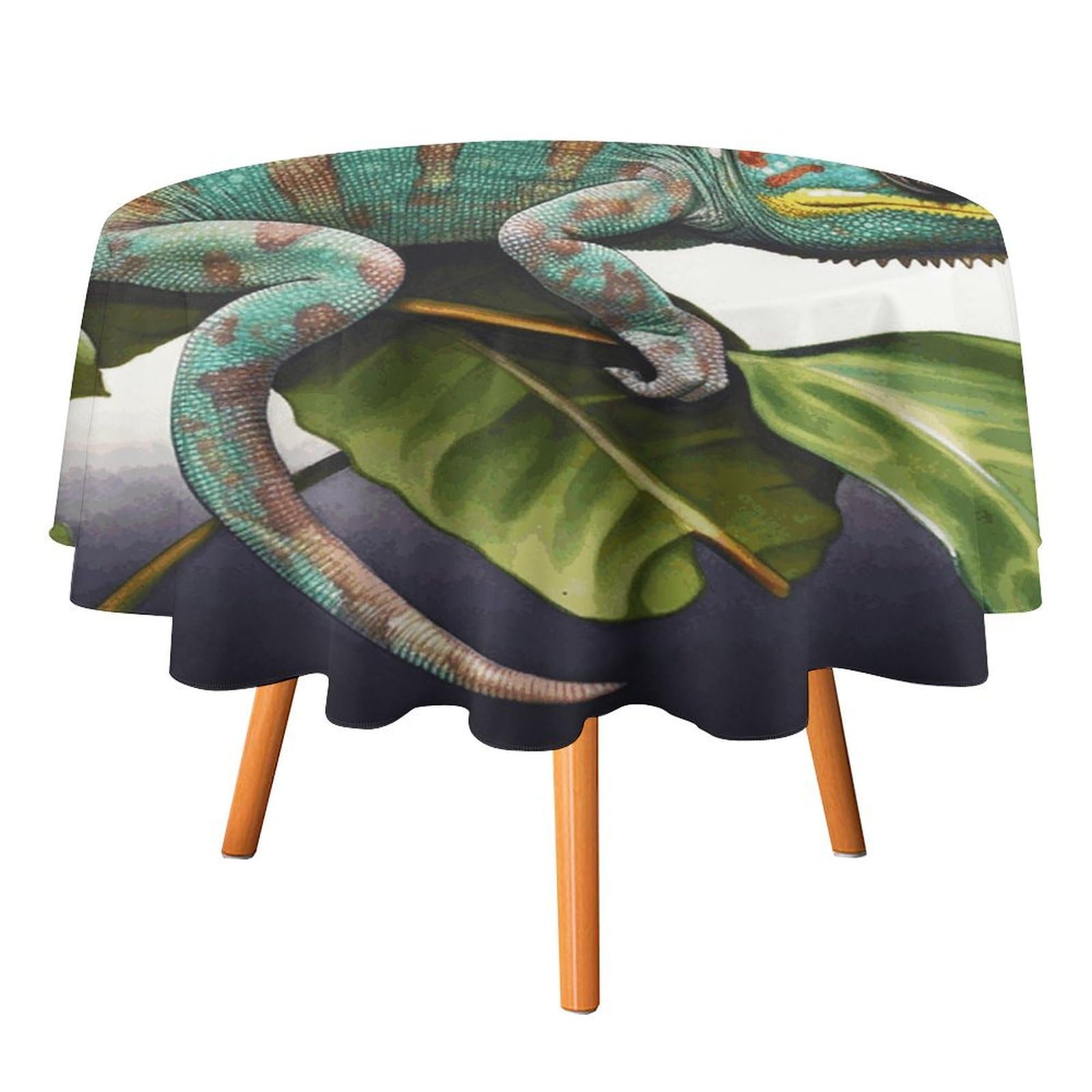 SMAZDFXX Chameleon Tablecloth for Restaurant, Round Polyester Table Cover 36x36in for Party