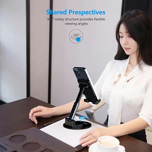 Miniatura 6 de YXLILI Soporte plegable para teléfono, altura de ángulo ajustable, soporte para teléfono celular para escritorio, giratorio de 360, para oficina,