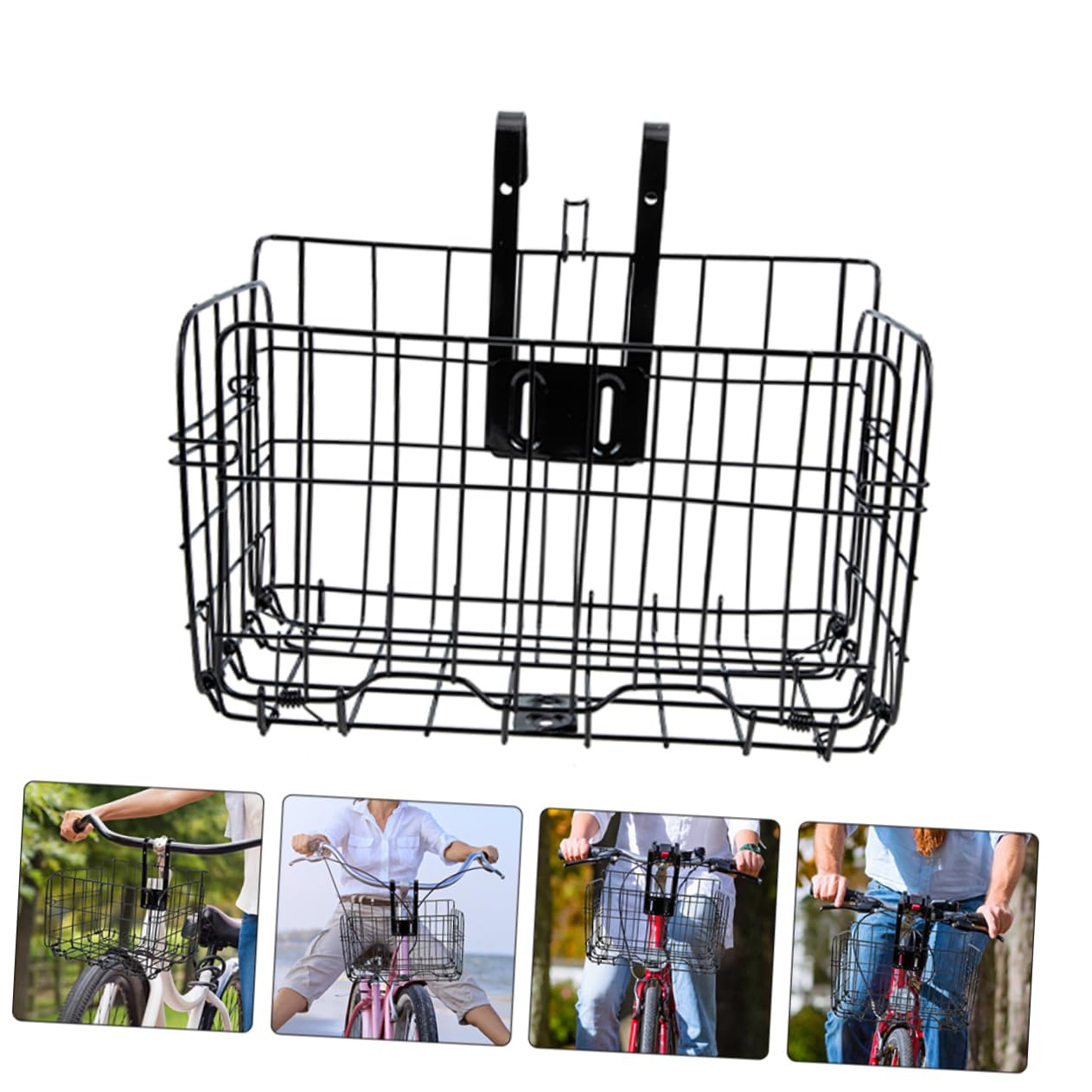 Faltbarer Fahrradkorb aus Metall für Lenker, Schwarz